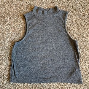 Gray Mock Neck Crop Top